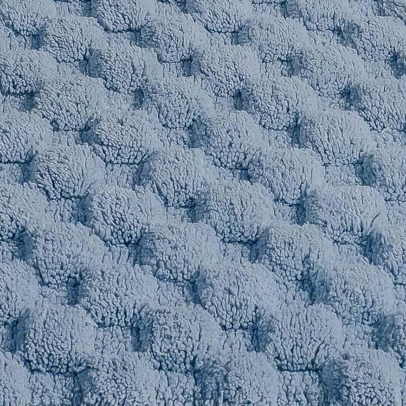 Knightsbridge Luxurious Block Pattern High Quality Year Round Cotton With Non-Skid Back Bath Rug 20" X 30" Light Blue