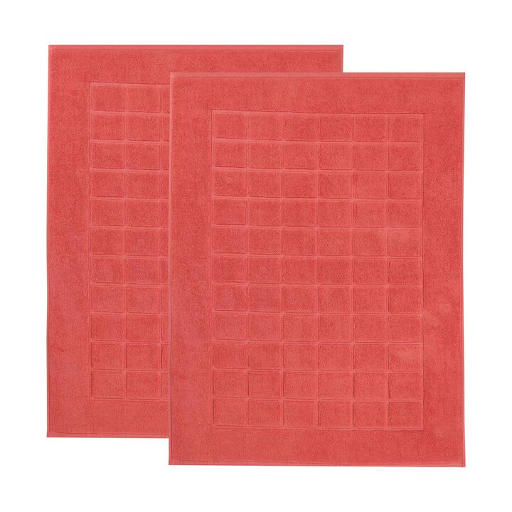 Washable Cotton Checkered Bath Rug Set of 2 for Bathrooms