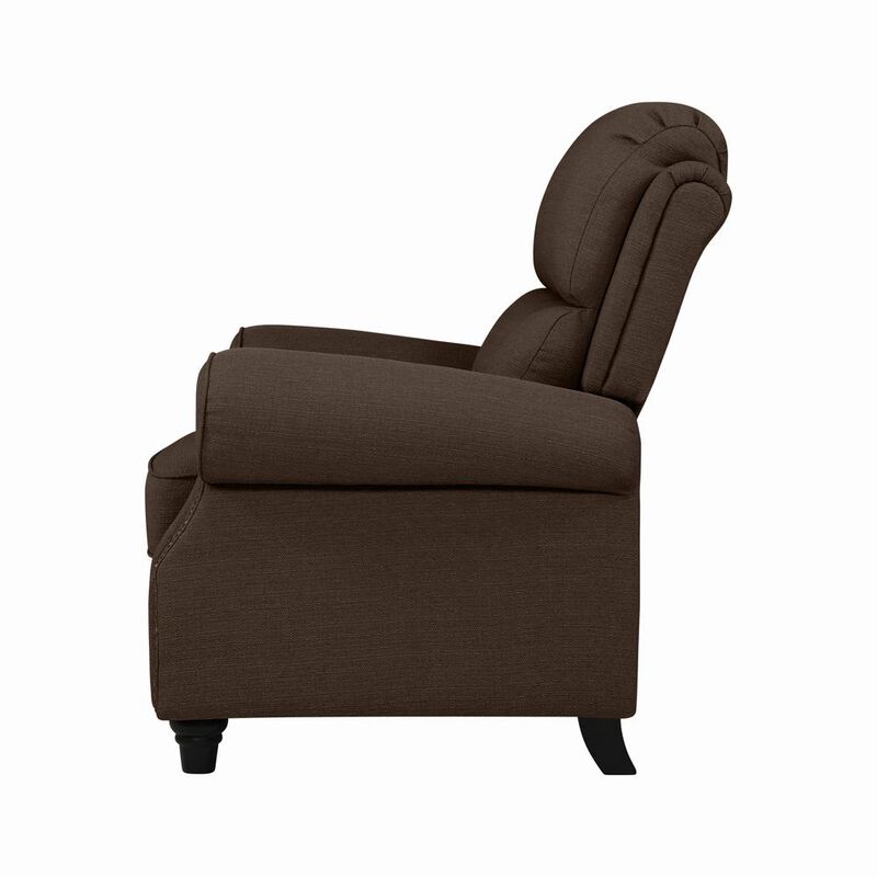 ProLounger Bustle-Back Pushback Recliner with Nailheads in Brown Linen