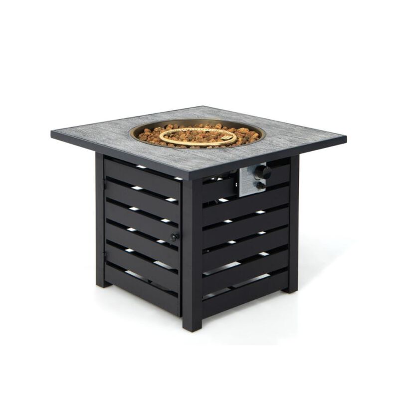 Hivvago Square Propane Fire Pit Table with Lava Rocks and Rain Cover