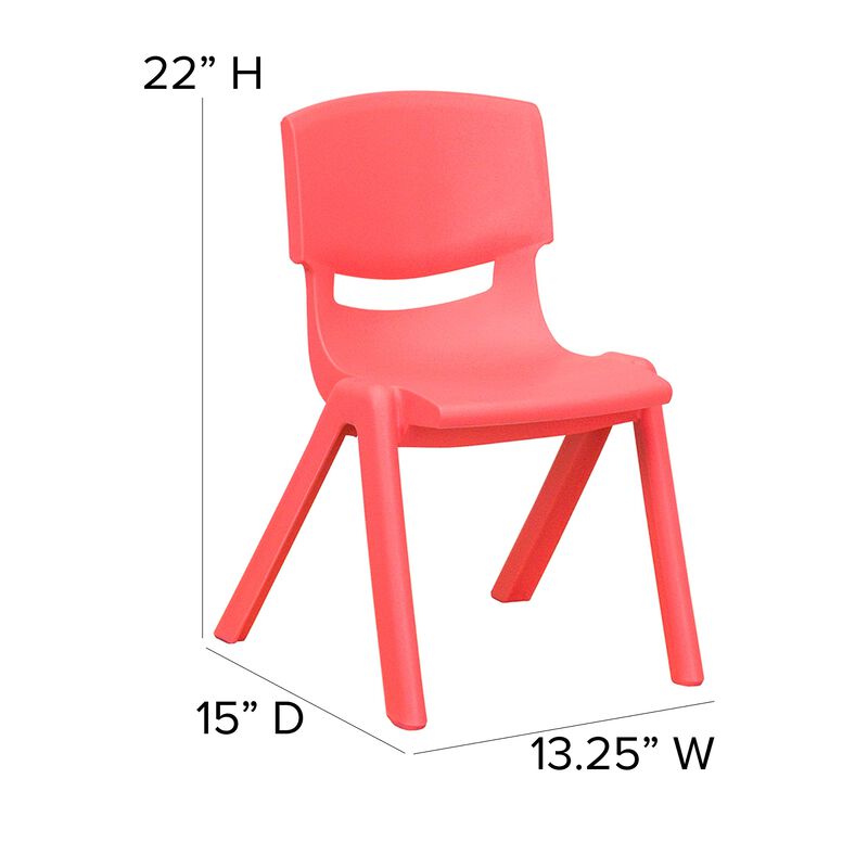 Flash Furniture Whitney 2 Pack Red Plastic Stackable School Chair with 12" Seat Height