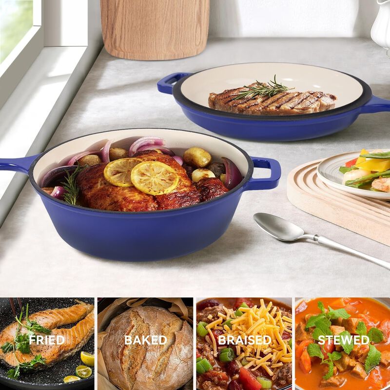 2-in-1 Enameled Dutch Oven & Skillet Set image number 2