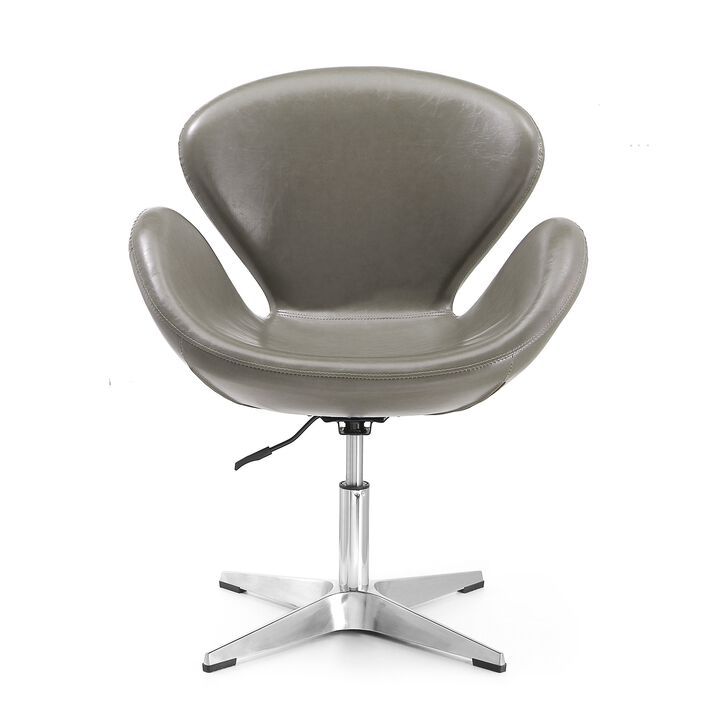 Raspberry Swivel Accent Chair in Light Gray