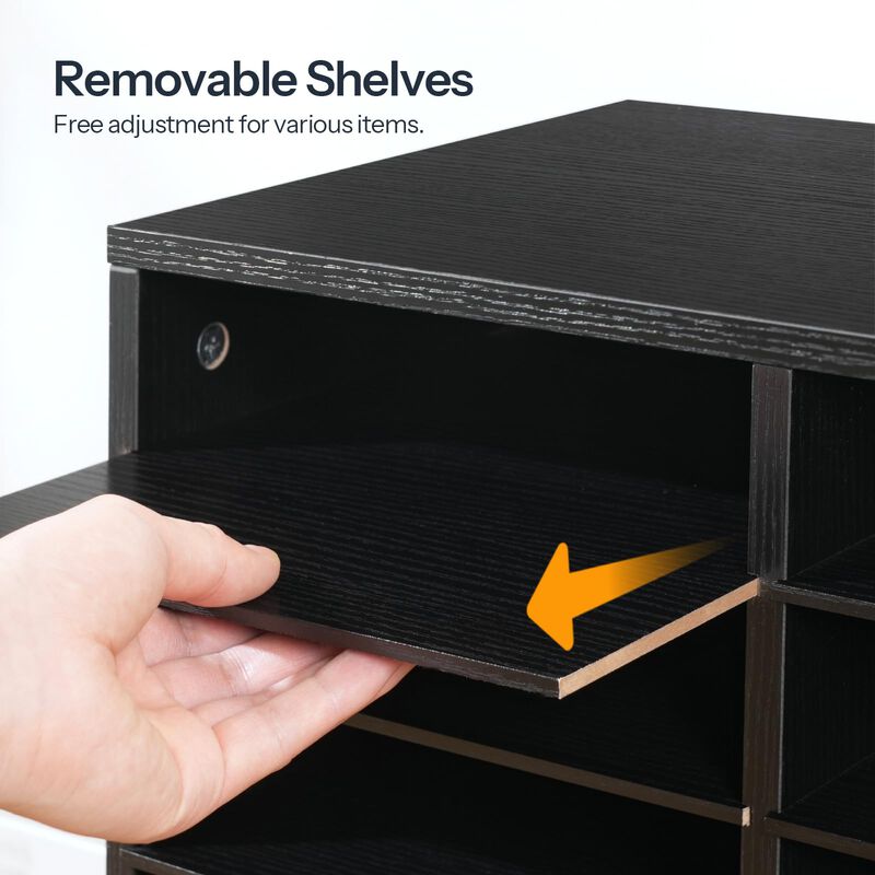 Document Sorting Shelf with 48 Compartments for Documents, Files and Paper-Black image number 4
