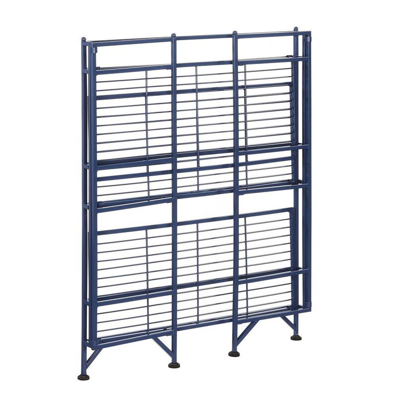 Convenience Concepts Xtra Storage 3 Tier Wide Folding Metal Shelf Cobalt Blue image number 1