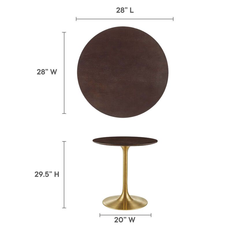 Modway - Lippa 28" Round Wood Grain Dining Table Gold Cherry Walnut
