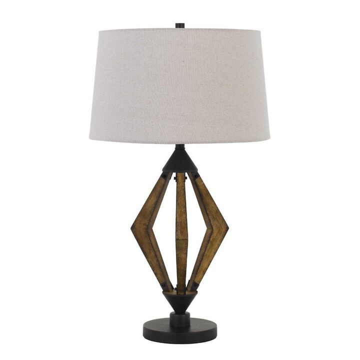 Hivvago 30" Black Metal Lantern Table Lamp With Gray Empire Shade