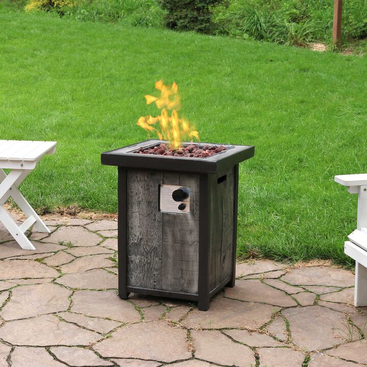 Sunnydaze 24 in Weathered Square Smokeless Propane Gas Fire Pit Table