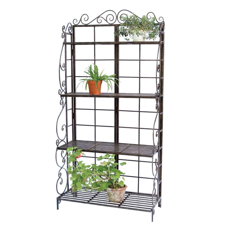 Elegant Metal Planter Stand &ndash; 4-Shelf Indoor Outdoor Plant Holder for Flowers and Herbs