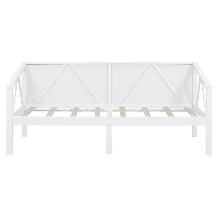 Whisen Twin Size Solid Wood Daybed, Multi-functional Sofa Bed with Storage Space for Living Room, Bedroom