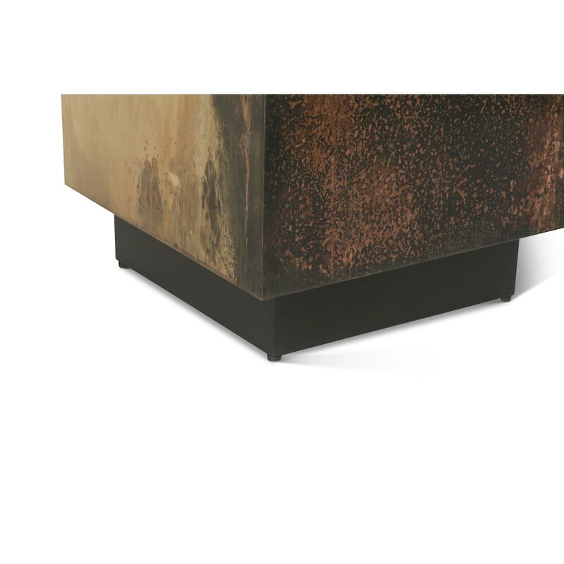 World Interiors St. George Square Side Table in Oxidized Copper
