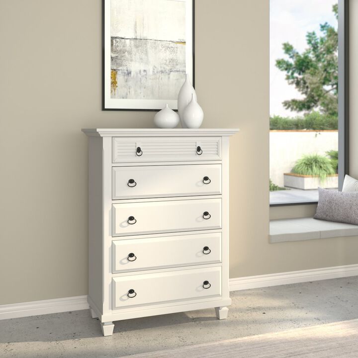 Alpine Furniture Winchester 5 Drawer Chest, White