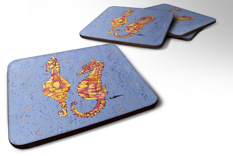Caroline's Treasures 8526FC Seahorse Foam Coasters (Set of 4), 3.5 H x 3.5 W, Multicolor