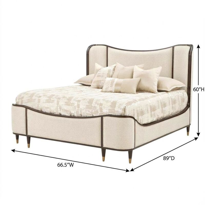 Michael Amini Camellia Field Queen Upholstered Bed - Warm Pecan image number 8