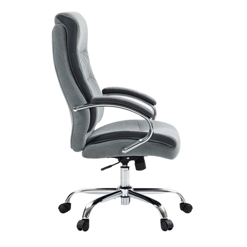HomeRoots Gray and Silver Adjustable Height Swivel Rolling Executive Office Chair