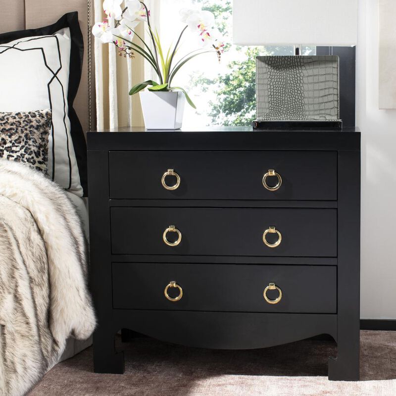 Safavieh Dion 3 Drawer Chest, Black/Gold