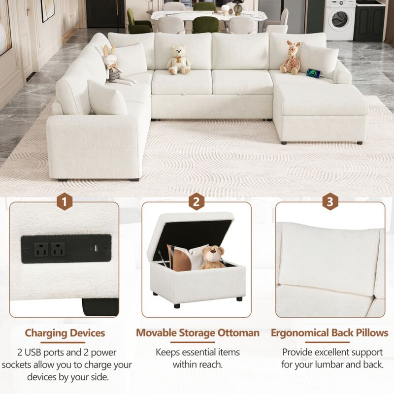 Bimkom U-Shaped Chenille Sectional Sofa image number 4