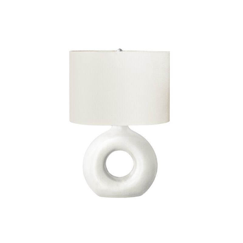 24"H, Table Lamp, White Ceramic, Ivory / Cream Shade, Contemporary, Modern
