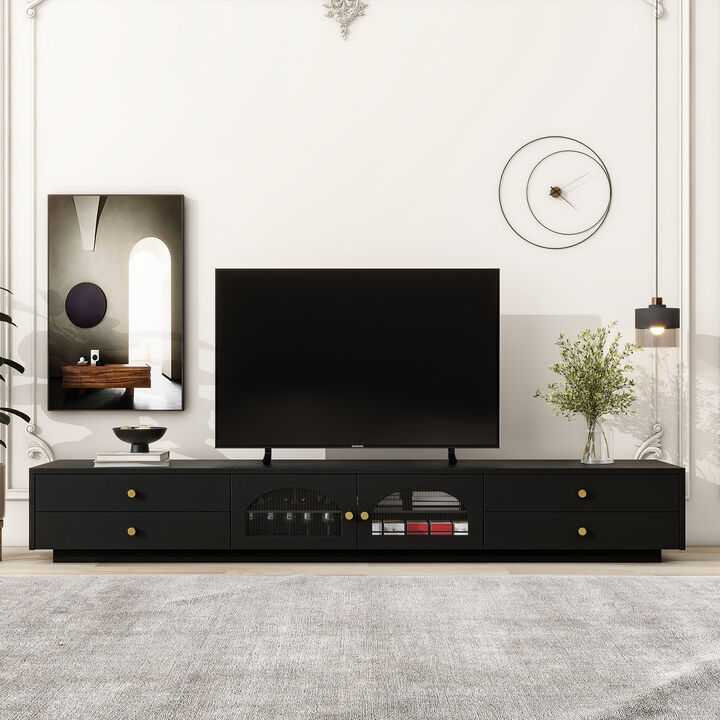 Merax Luxurious TV Stand with Fluted Glass Doors