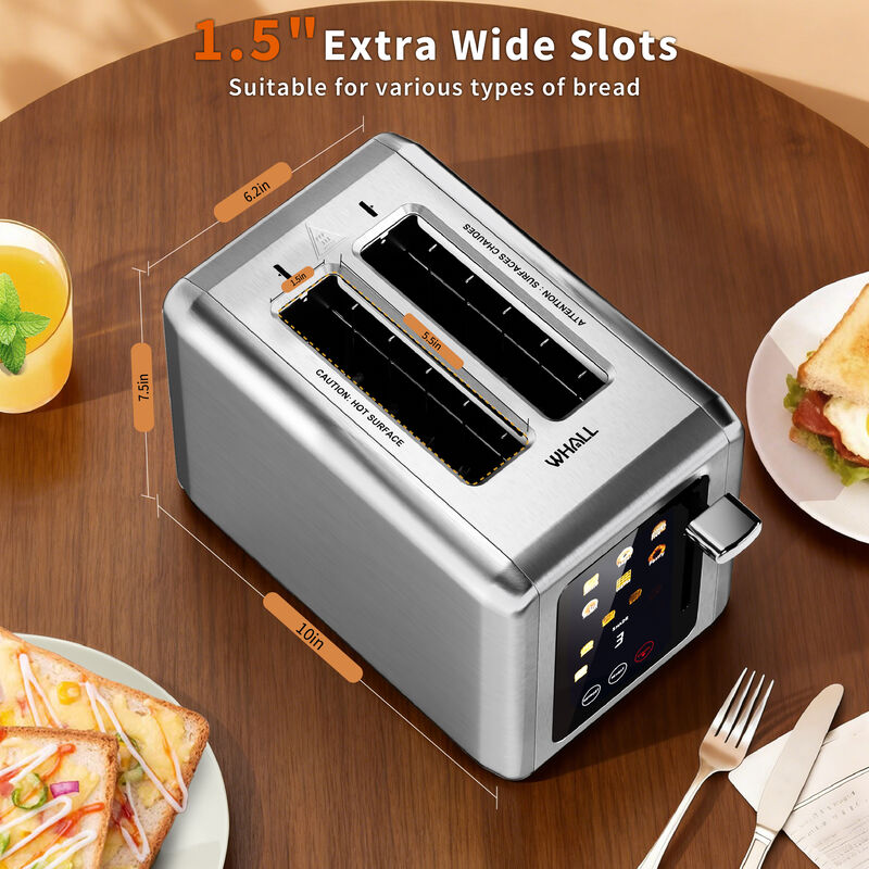 WHALLULTRA Toaster 2 slice, 6 Bread Shade Settings,Stainless Steel Toasters with Bagel,Cancel,Defrost Function,Removable Crumb Tray image number 8