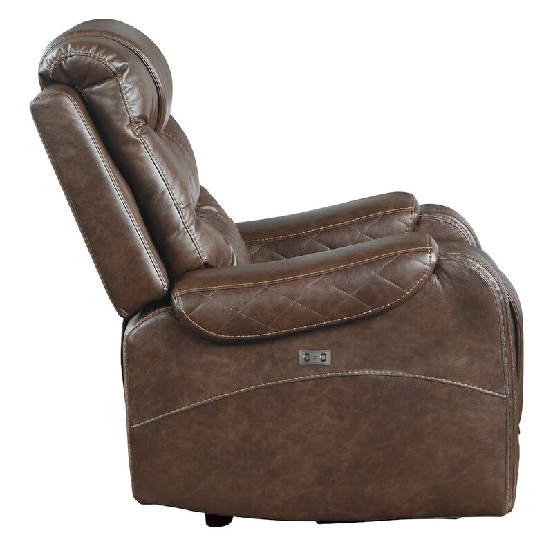 Lexicon Putnam Faux Leather Power Reclining Chair In Brown