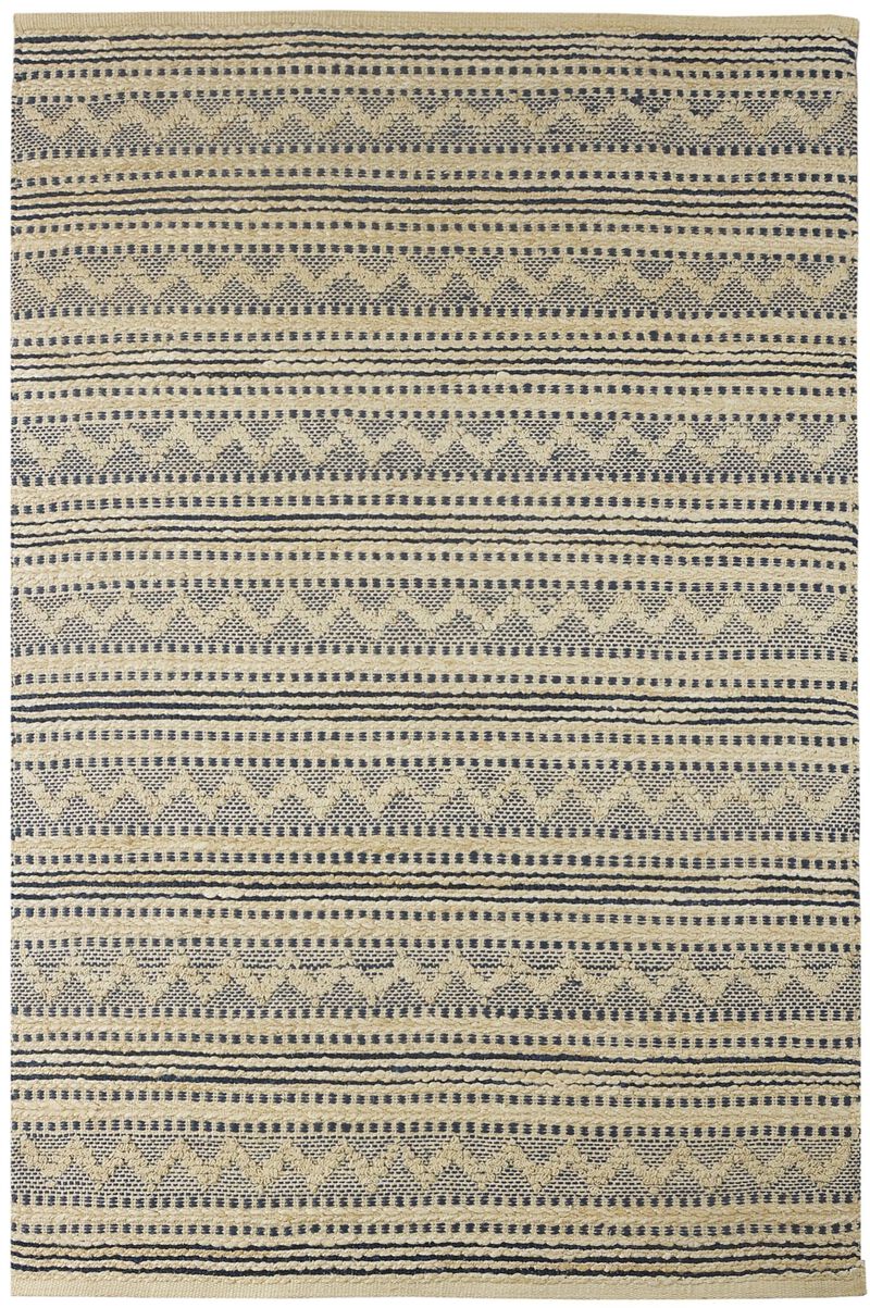 8 x 10 Blue and Beige Chevron Striped Area Rug
