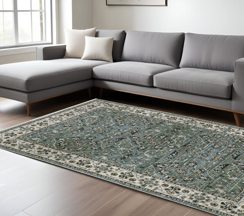 HomeRoots Floral Area Rug With Fringe
