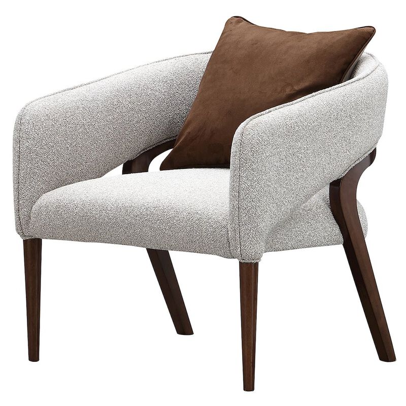 Michael Amini Houston Accent Chair - Pebble/Walnut
