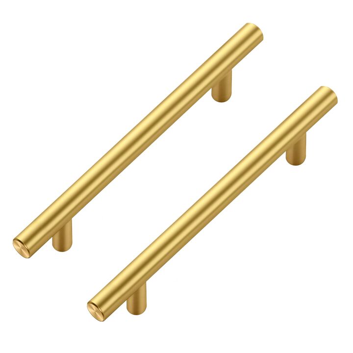 JOY DECOR 10 Pack Cabinet Handles, Gold Cabinet Pulls, 5 in Hole Center Kitchen Cabinet Handles, Stainless Steel T Bar Handles f