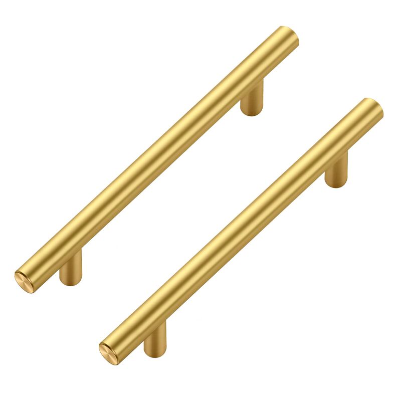JOY DECOR 10 Pack Cabinet Handles, Gold Cabinet Pulls, 5 in Hole Center Kitchen Cabinet Handles, Stainless Steel T Bar Handles f