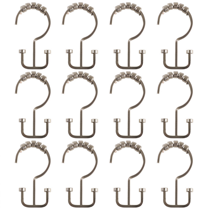Metal Double Shower Curtain Hooks, Set of 12 image number 5
