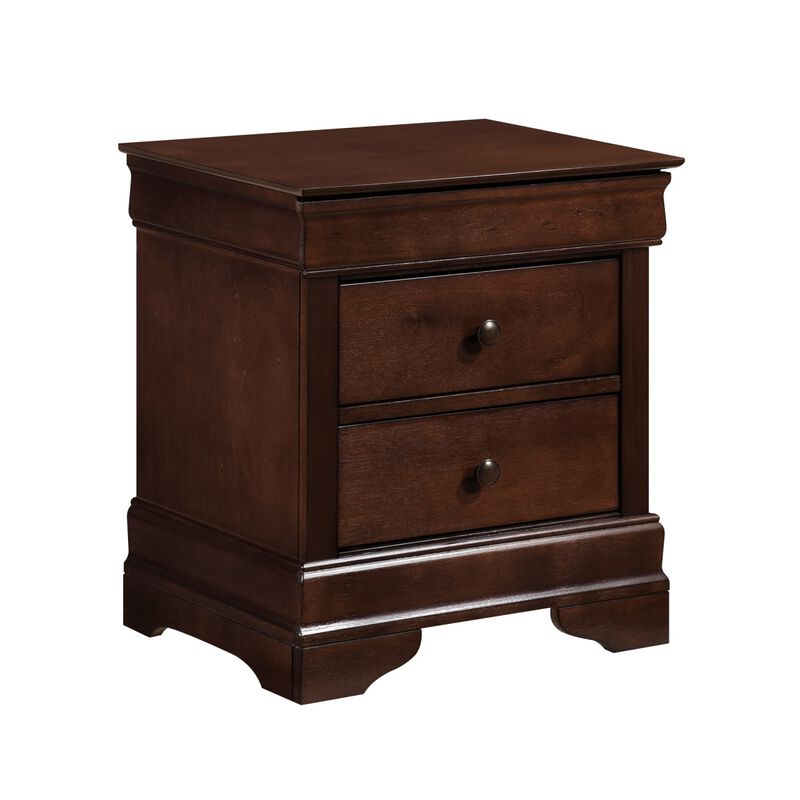 Louis Philippe Style 1 Piece Nightstand Of Drawers Brown Cherry Finish Okume Veneer Bedroom Furniture