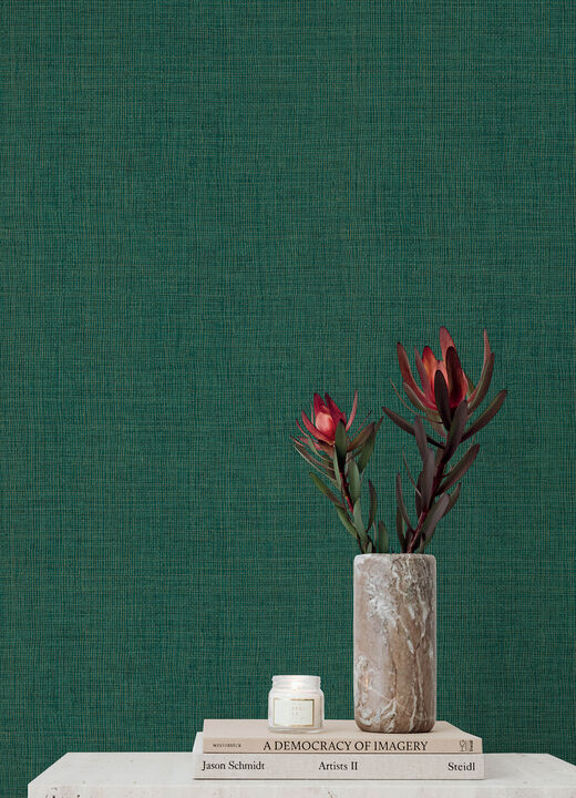Alba Evergreen Open Weave Wallpaper (Set of 2)