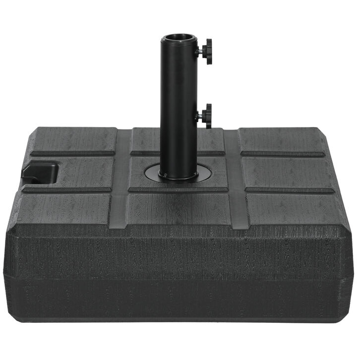 Outsunny 88 lbs. Fillable Umbrella Base with Steel Umbrella Holder for 1.25", 1.5" or 2" Umbrella Poles, Square & Reversible Heavy Duty Market Umbrella Stand, Brown