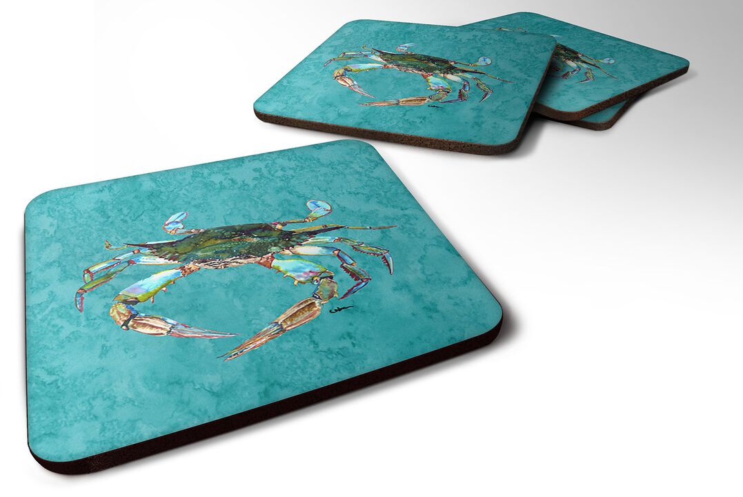 Caroline's Treasures 8657FC Crab Foam Coasters (Set of 4), 3.5 H x 3.5 W, Multicolor