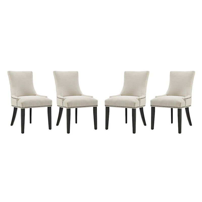 Fabric Upholstered Dining Chairs with Arms, Beige, Set of 4 image number 0