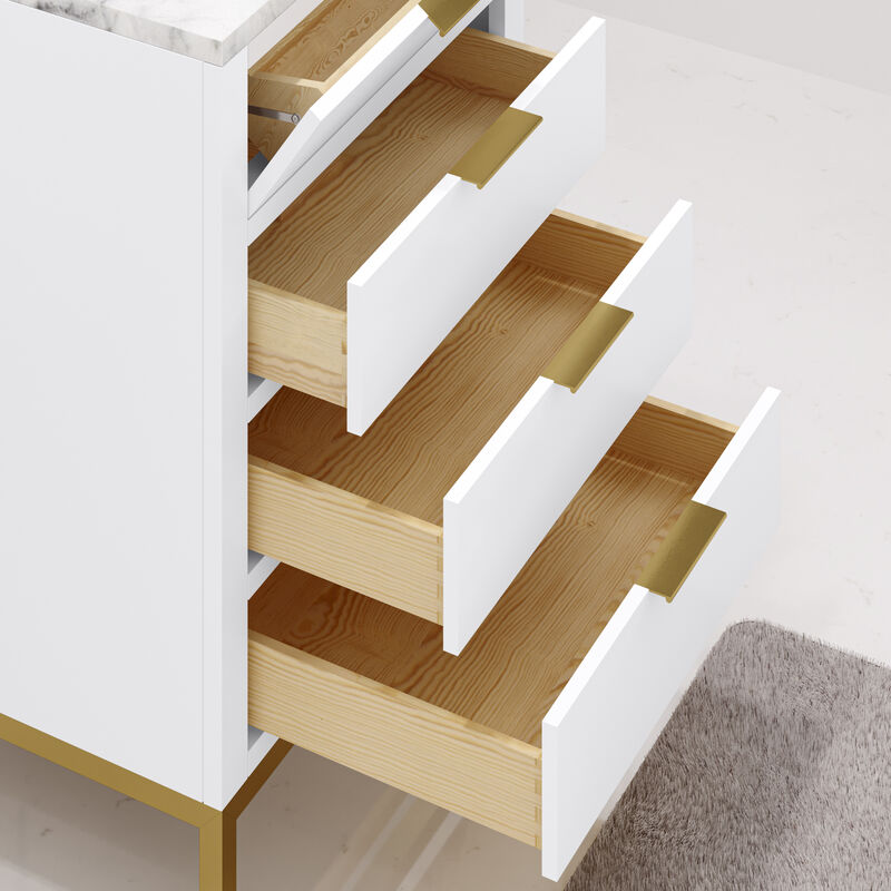 Bristol 24 In. Single Sink Carrara White Marble Countertop Bath Vanity in Pure White