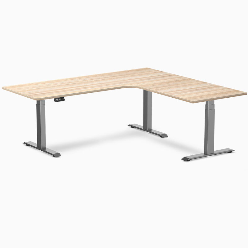 Desky L-Shape Curved Laminate Sit Stand Desk image number 0