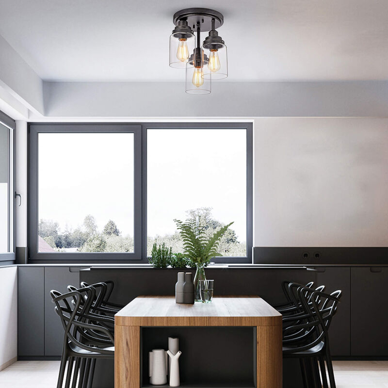 Blair Flush Mount in Antique Black Finish with Clear Glass Shades image number 1
