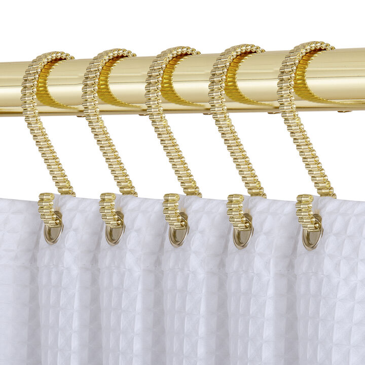 Utopia Alley Rust-Proof Zinc Decorative Shower Curtain Hooks, Smooth Glide S-Hooks- Set of 12