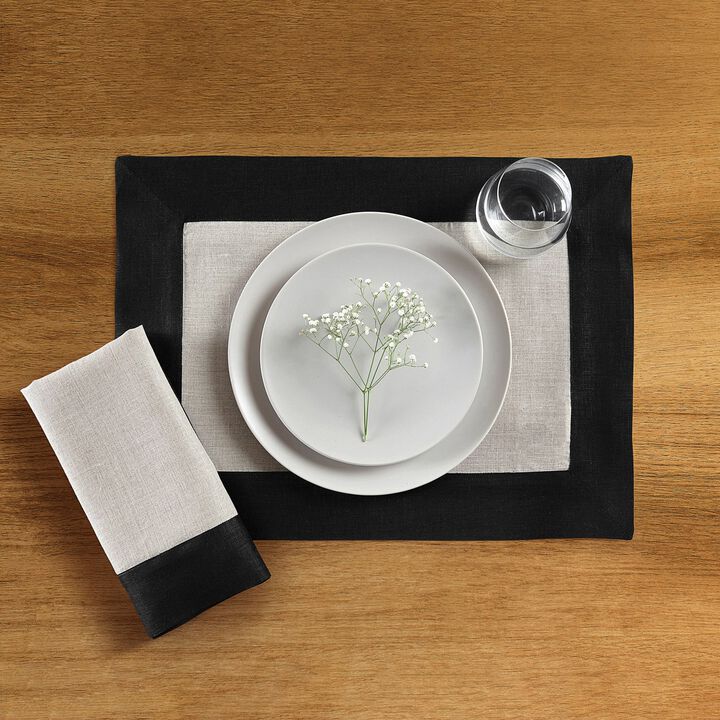 Solino Home 100% Pure Linen Placemats 14 x 19 Inch Set of 4 - Contempo