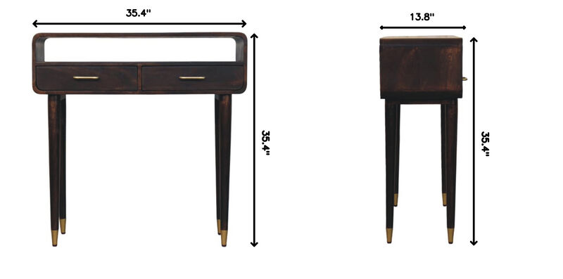 Artisan Furniture Solid Wood Apollo Loop Console Desk ,Brown with 2-Drawers,1-shelf image number 8