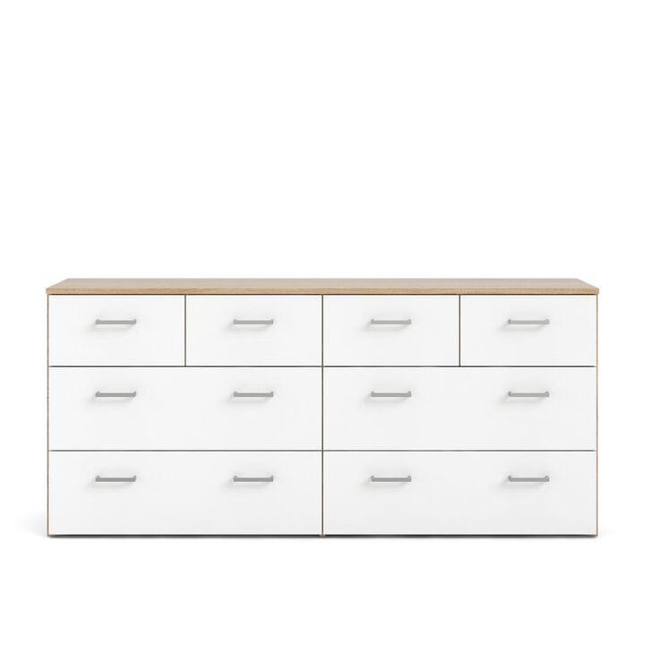Tvilum 8 Drawer Double Dresser Oak Structure/White