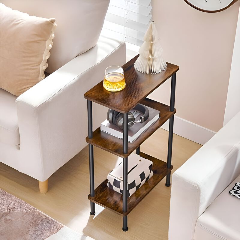 Narrow 3-Tier Side Table No Tools Required, Small Space Storage Shelf image number 1