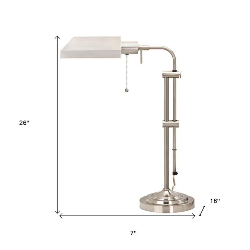 Hivvago 26" Nickel Metal Adjustable Table Lamp With Nickel Rectangular Shade