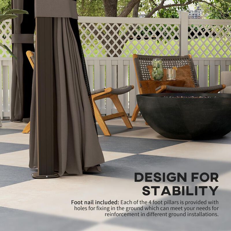 Hivvago 10x12 Patio Gazebo with Curtains, Netting & Metal Roof image number 5