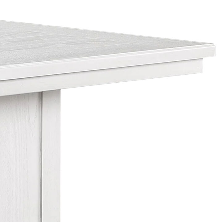 Kith 40 Inch Counter Height Dining Table, 2 Lower Shelves, Wood, White - Benzara