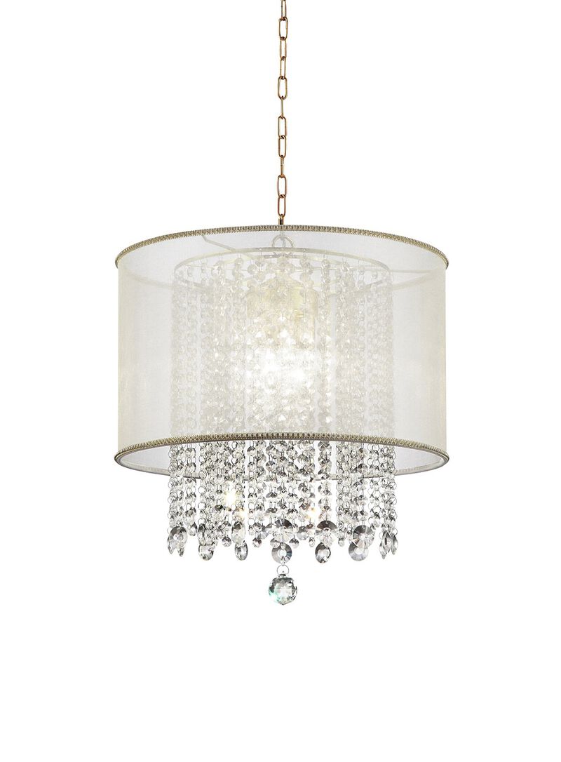 Hivvago Primo Gold Finish Ceiling Lamp with Crystal Accents and White Shade