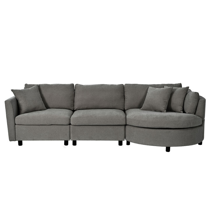 Merax Modern Fabric Sofa with Three Pillows