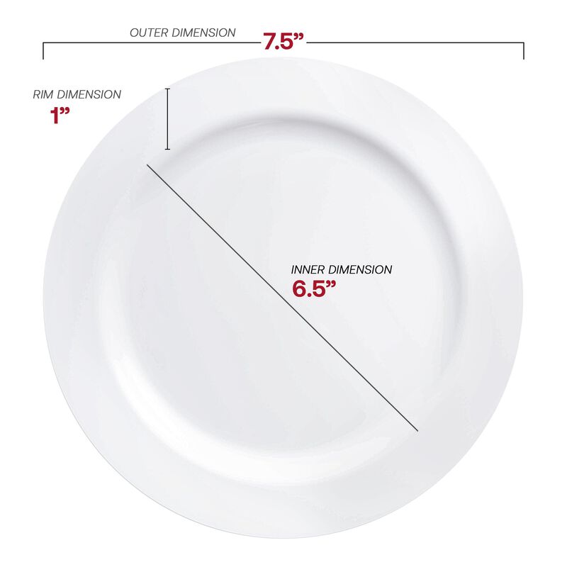 7.5" Solid White Round Plastic Salad Plates (120 Plates) image number 2